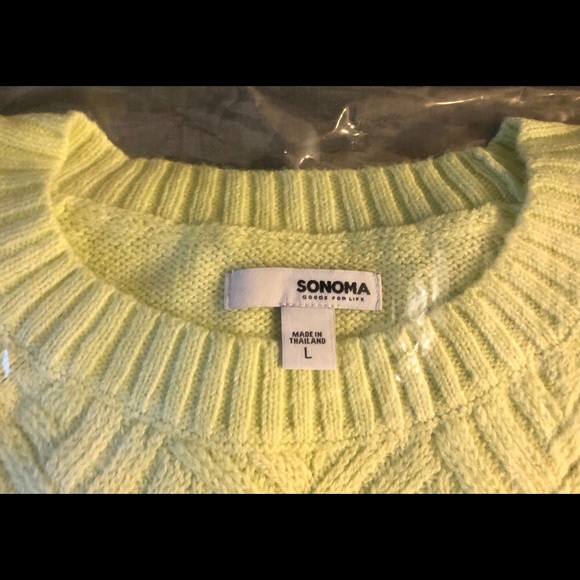 Sonoma Goods for Life Lattice-Front Sweater Lime L - Picture 3 of 10